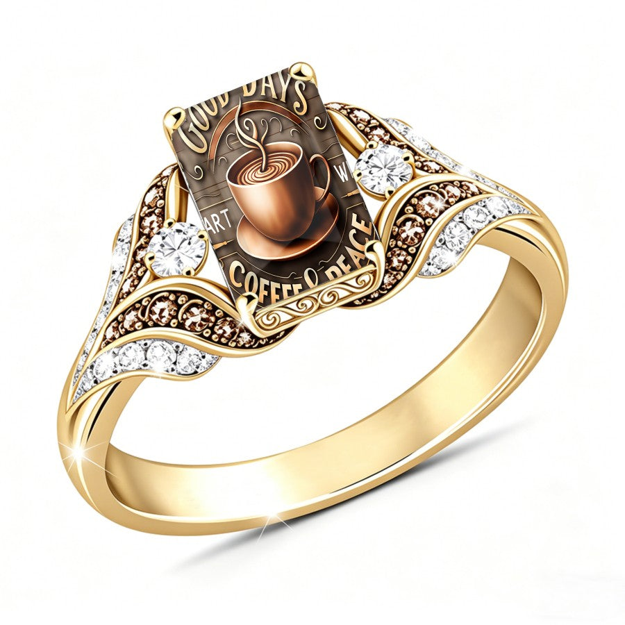 Coffee Cup Square Ring