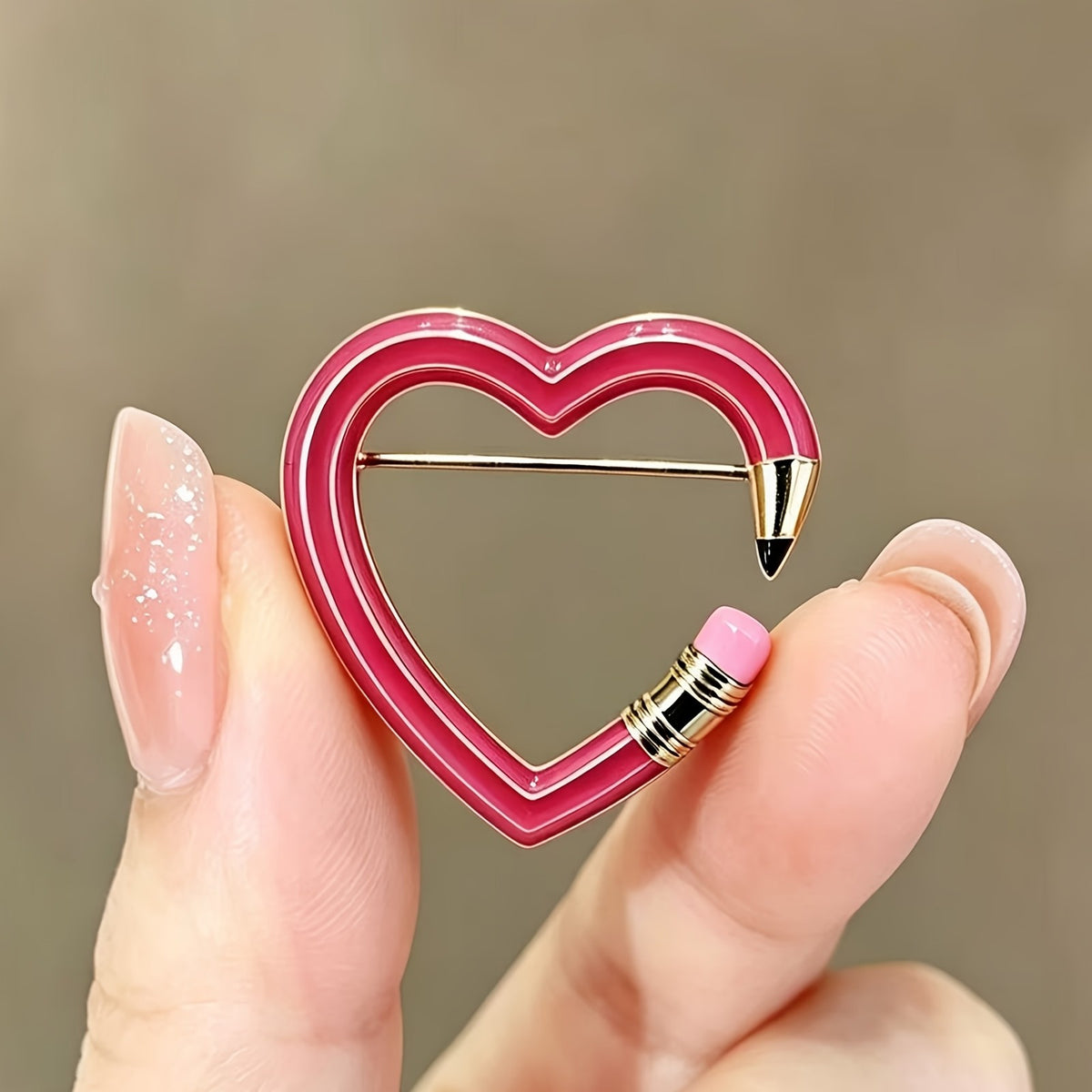Purple Pencil Heart Brooch