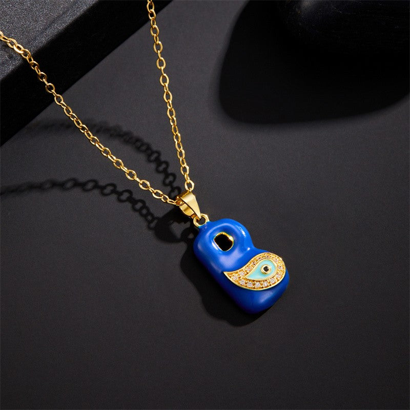 Blue Initial Evil Eye Necklace