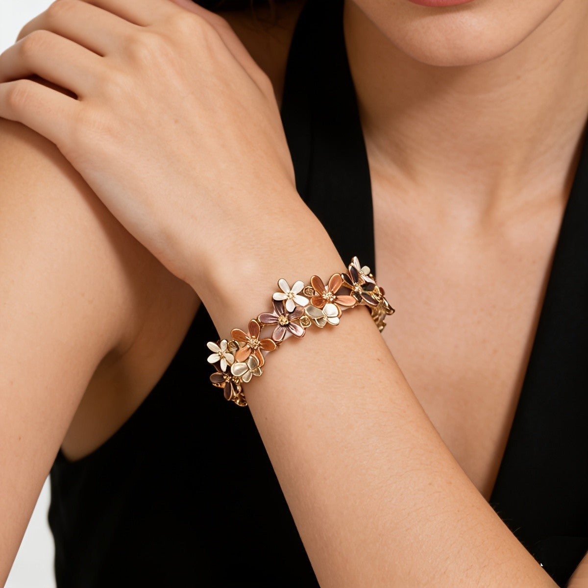 Multicolor Glass Flower Bracelet