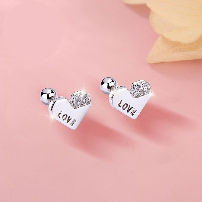 Crystal Love Heart Stud Earrings