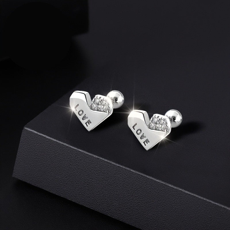 Crystal Love Heart Stud Earrings