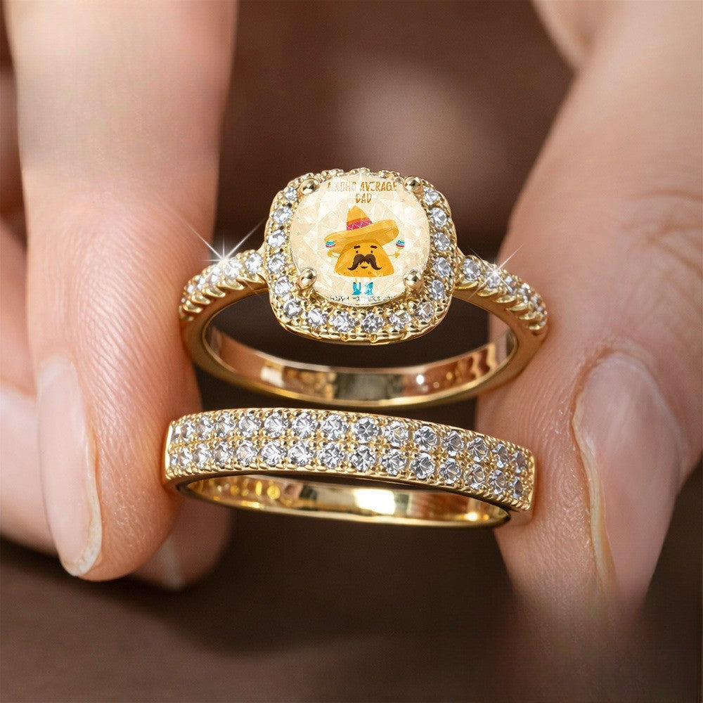 Father Square Crystal Ring Set