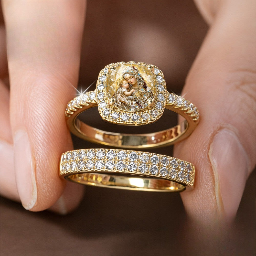 Madonna & Child Crystal Ring Set