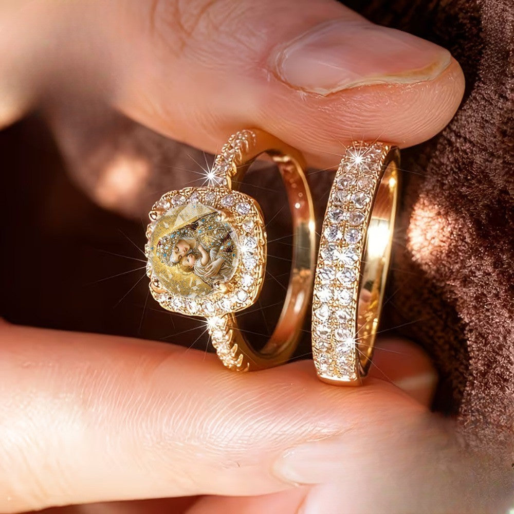 Madonna & Child Crystal Ring Set