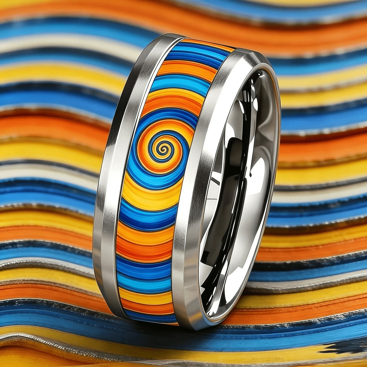 Colorful Spiral Inlay Ring