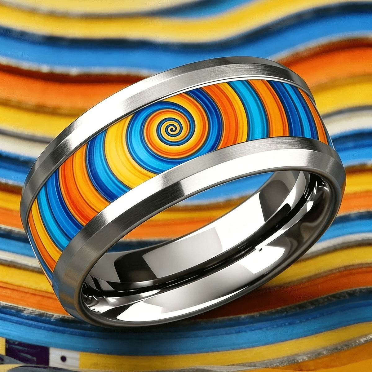 Colorful Spiral Inlay Ring