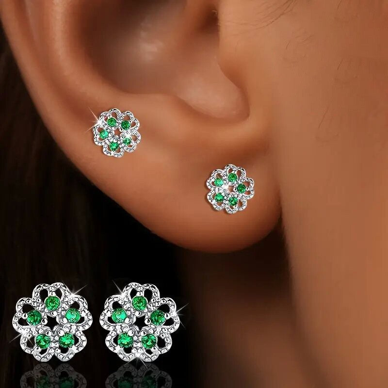 Crystal Flower Stud Earrings