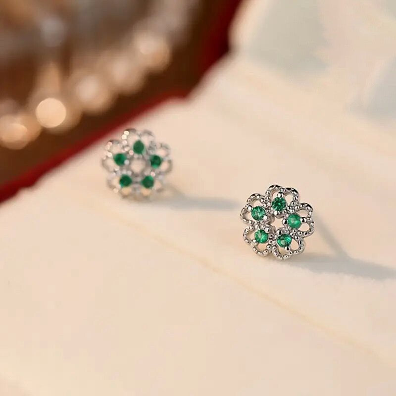 Crystal Flower Stud Earrings