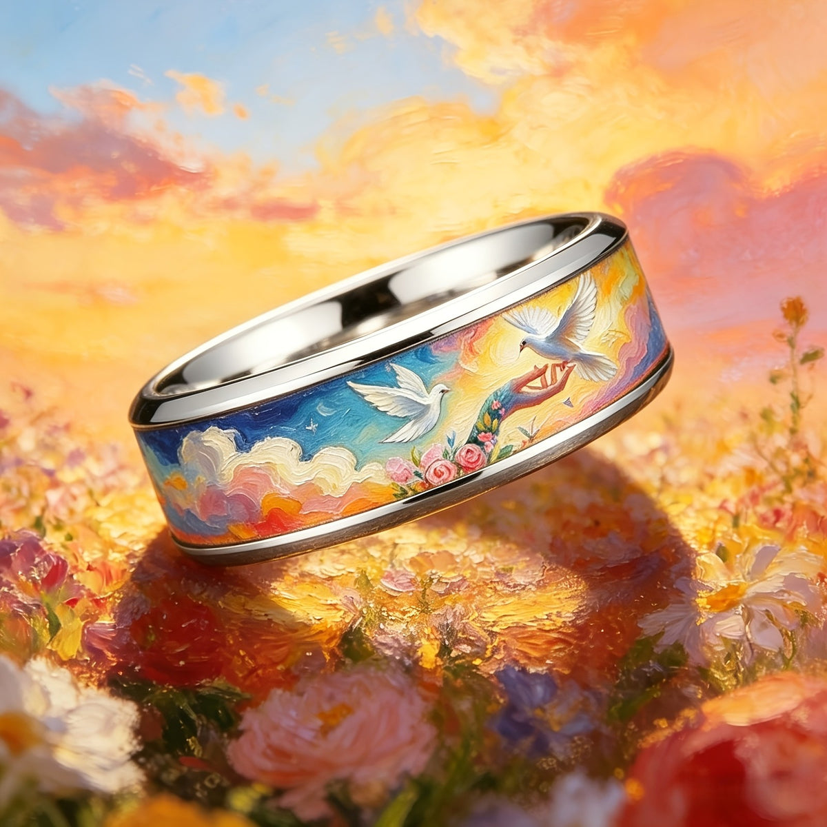 Painted Dove & Sunset Ring