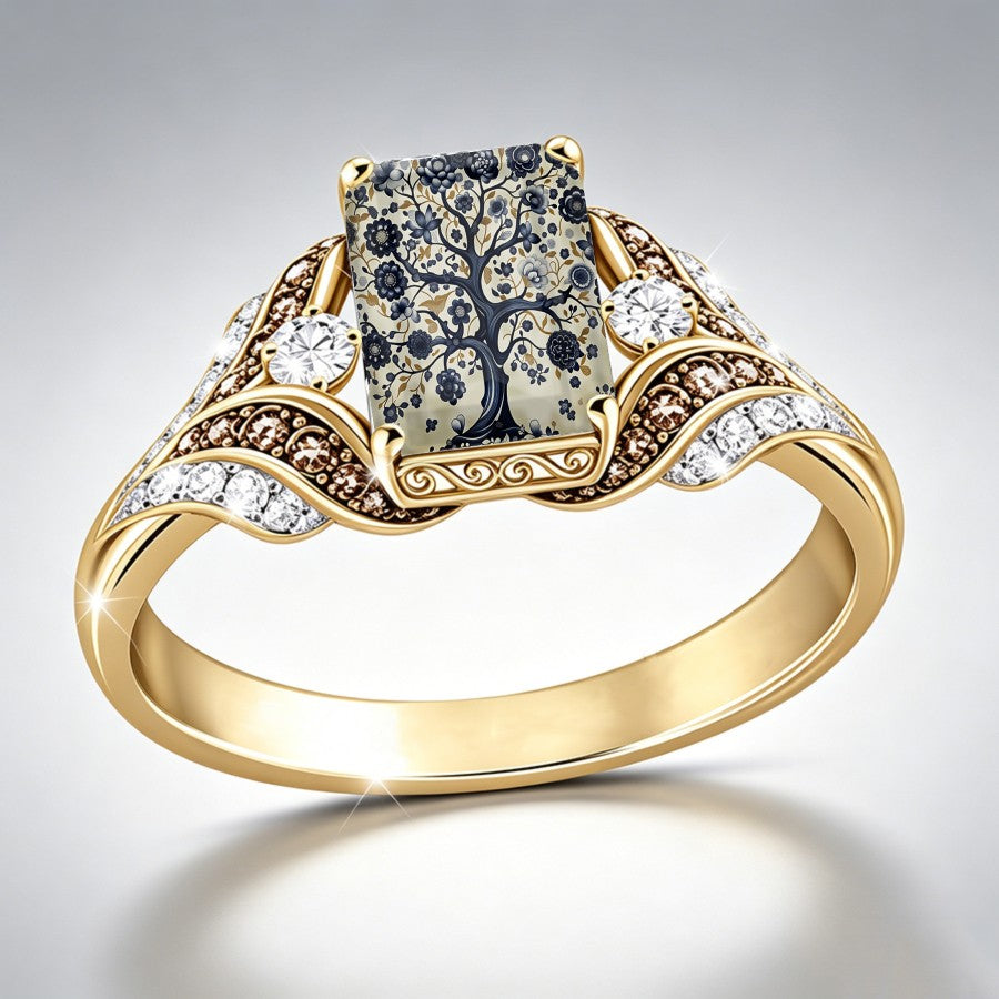 Floral Tree Square Ring