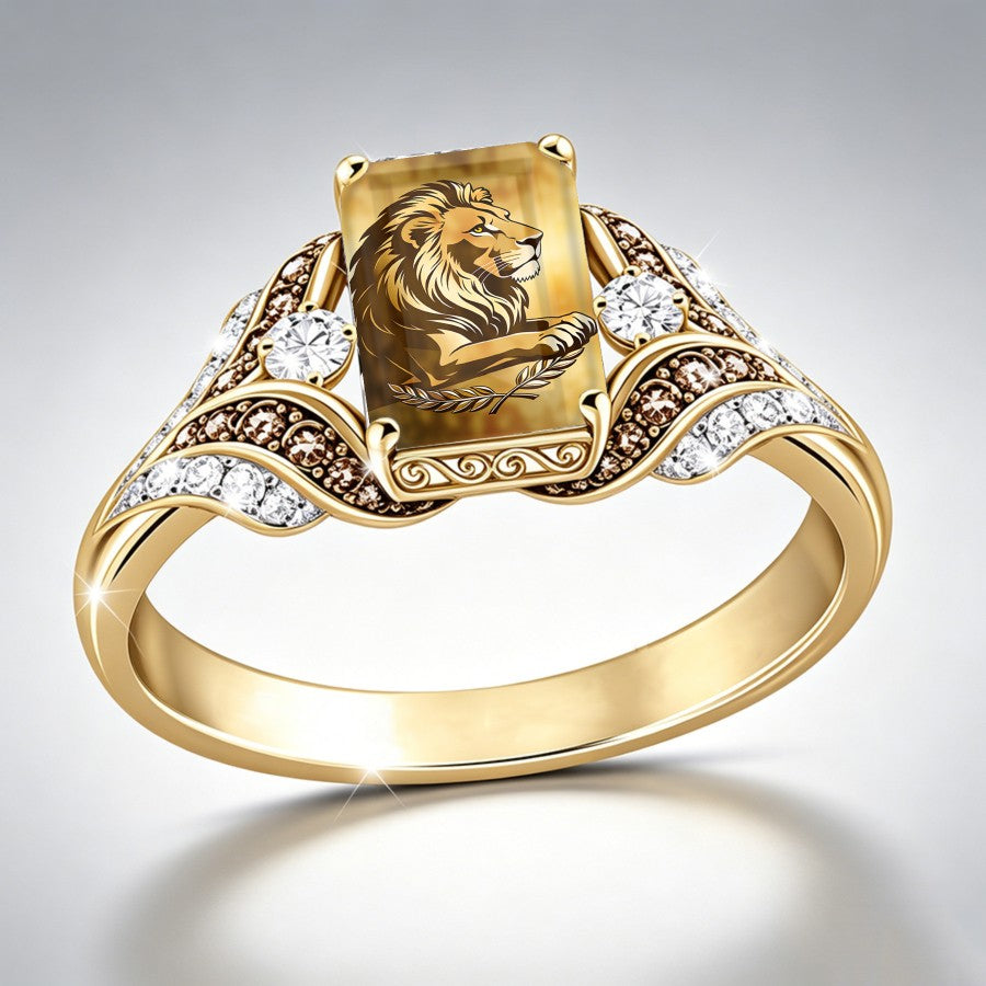 Lion Crest Square Ring
