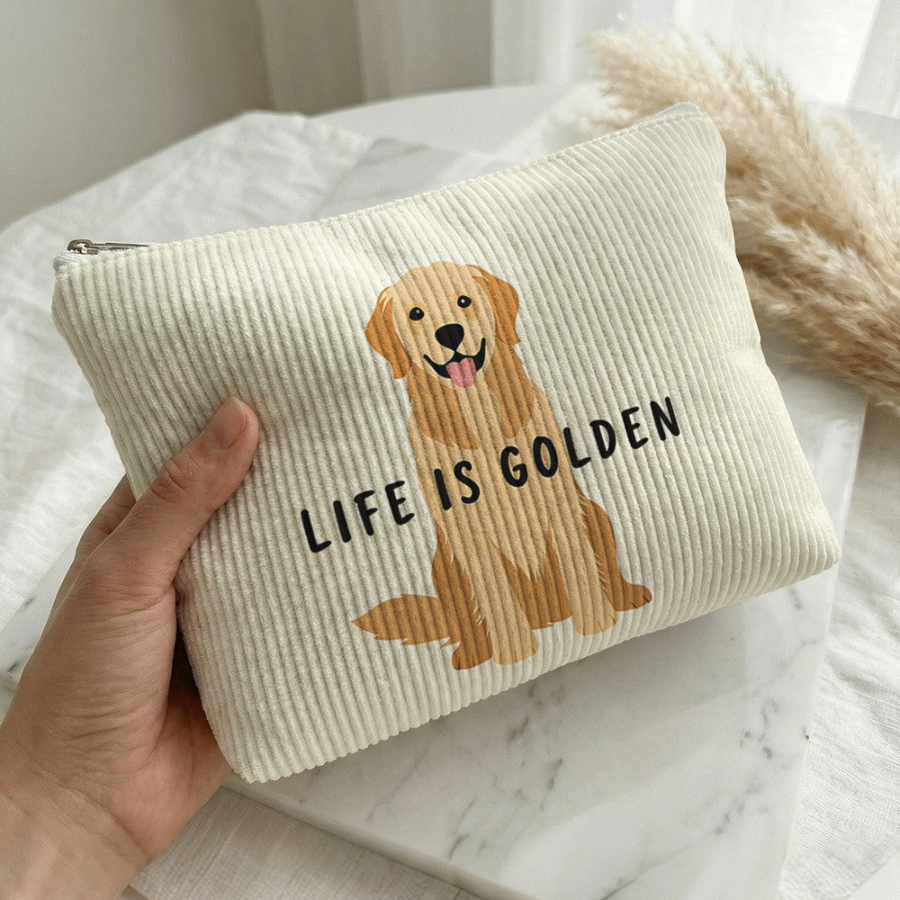 Golden Retriever Corduroy Pouch