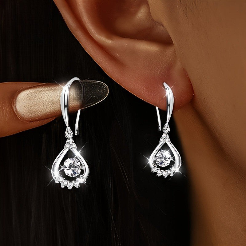 Crystal Halo Teardrop Drop Earrings
