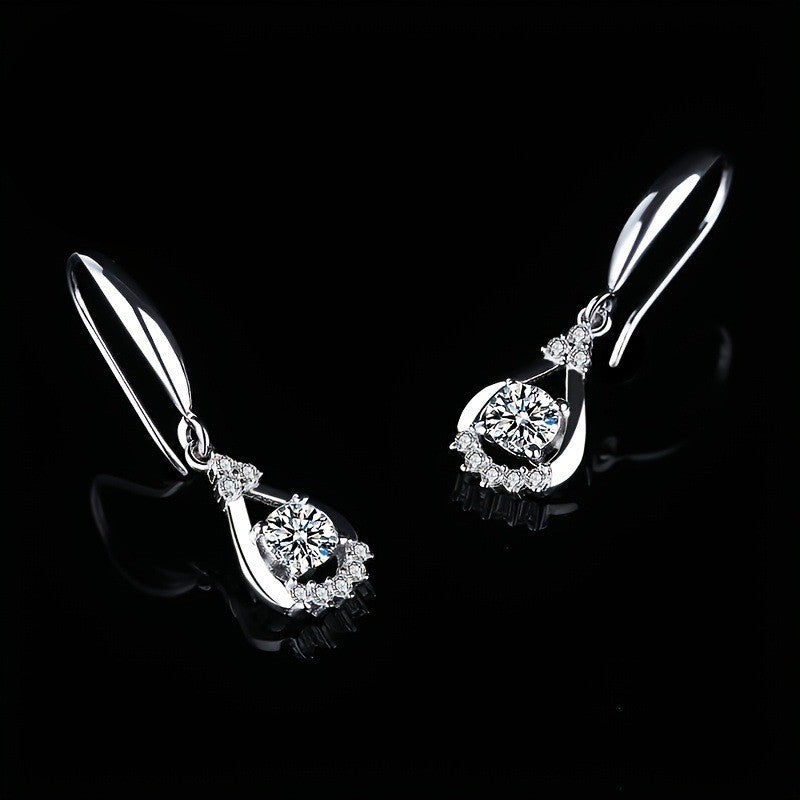Crystal Halo Teardrop Drop Earrings