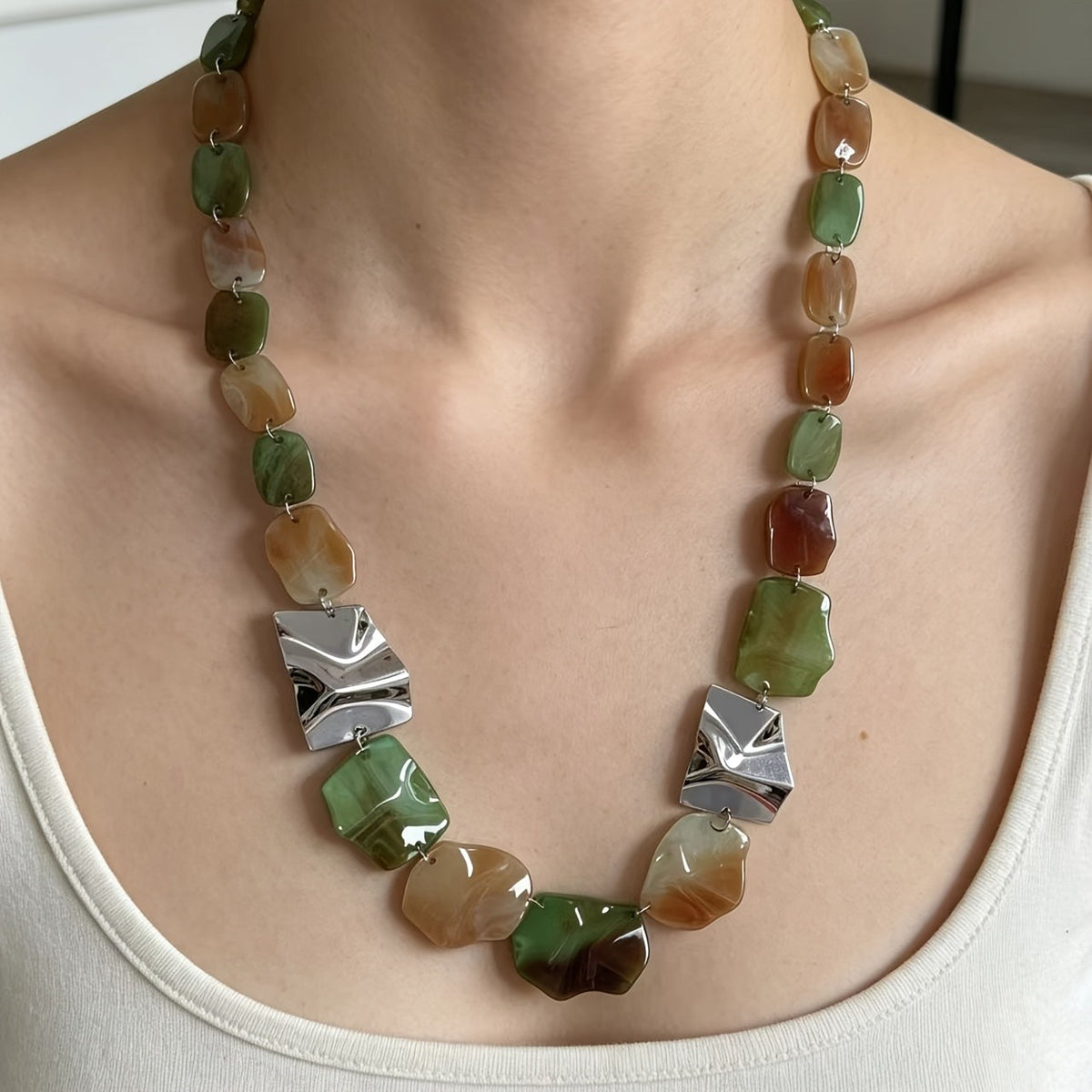 Irregular Acrylic Statement Necklace
