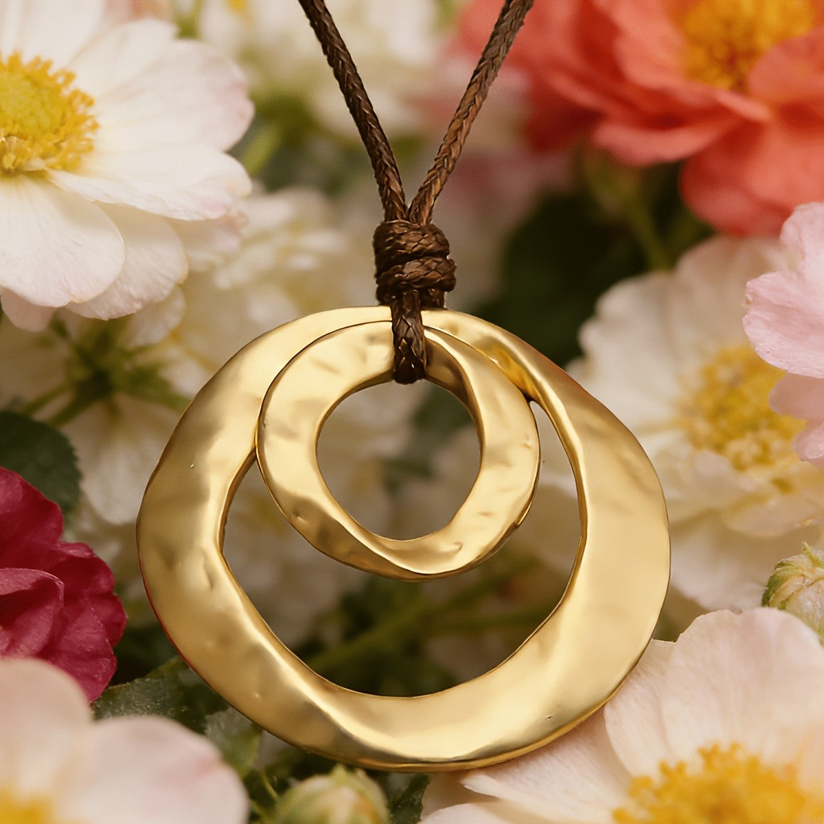 Twisted Texture Circle Pendant Necklace