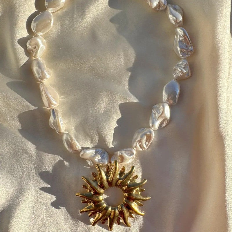 Baroque Pearl Sunburst Necklace