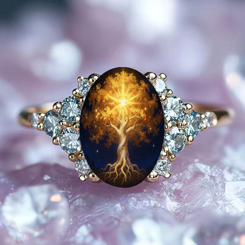 Glowing Tree Oval Ring