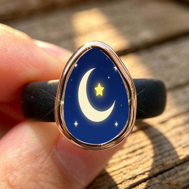 Night Sky Crescent Moon Ring