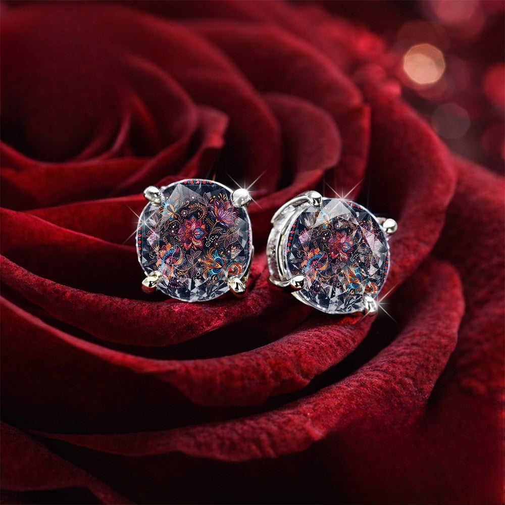 Mosaic Floral Glass Stud Earrings