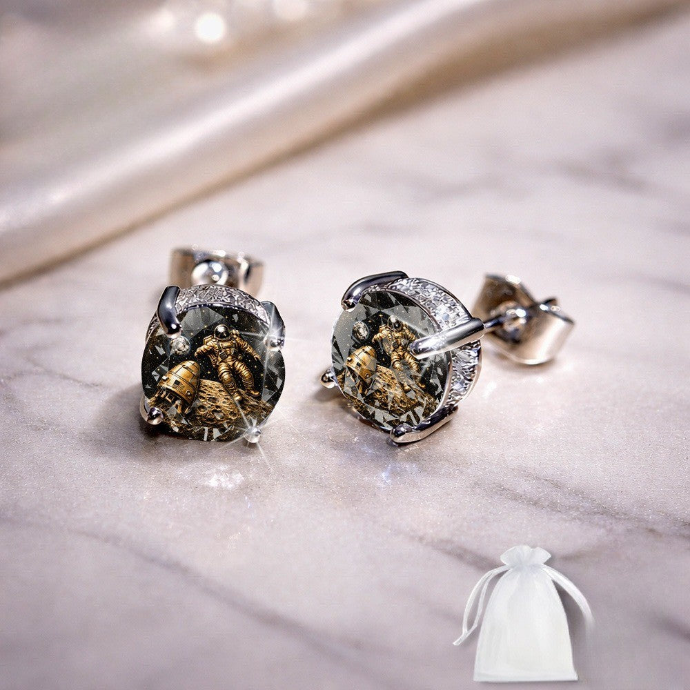 Astronaut Crystal Stud Earrings