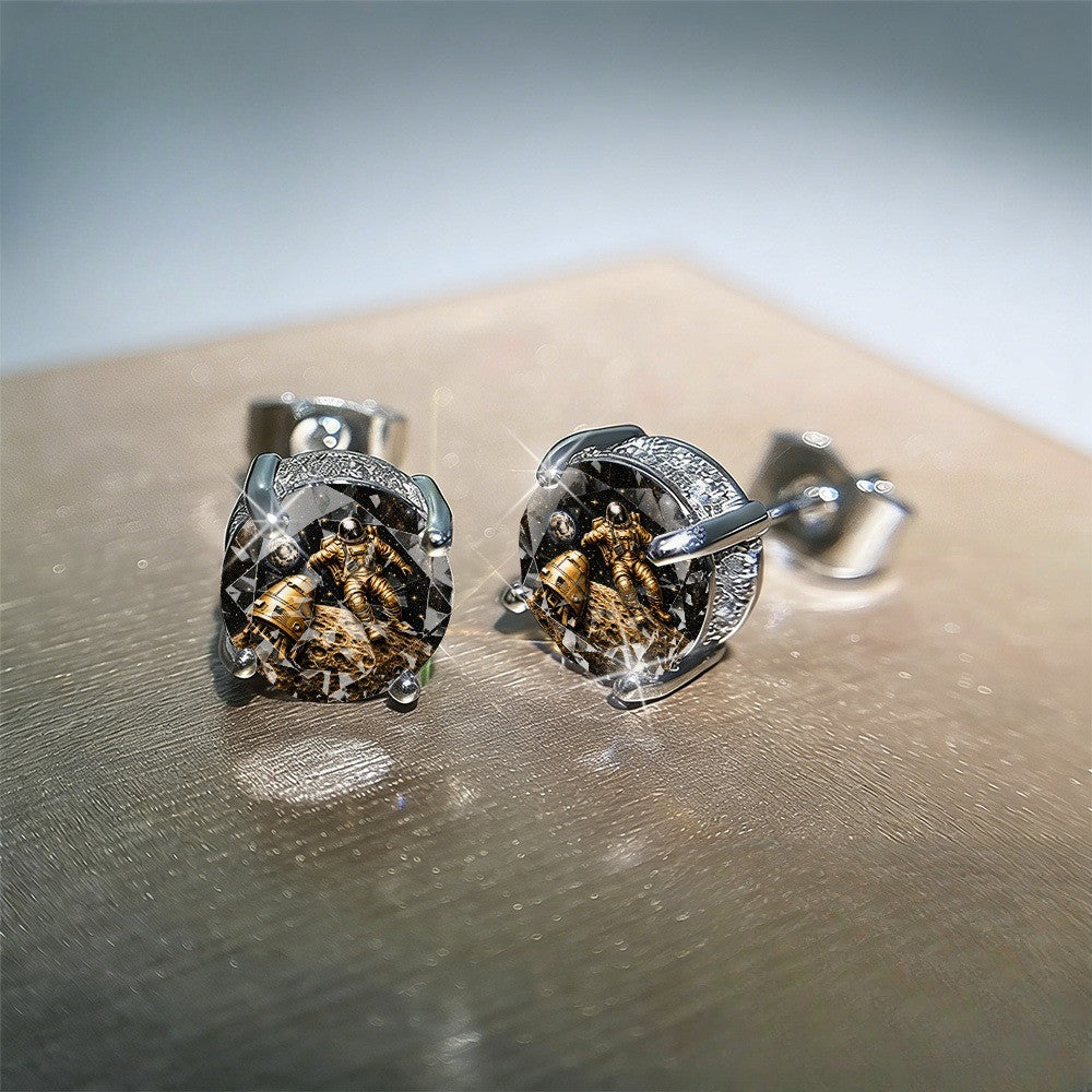 Astronaut Crystal Stud Earrings