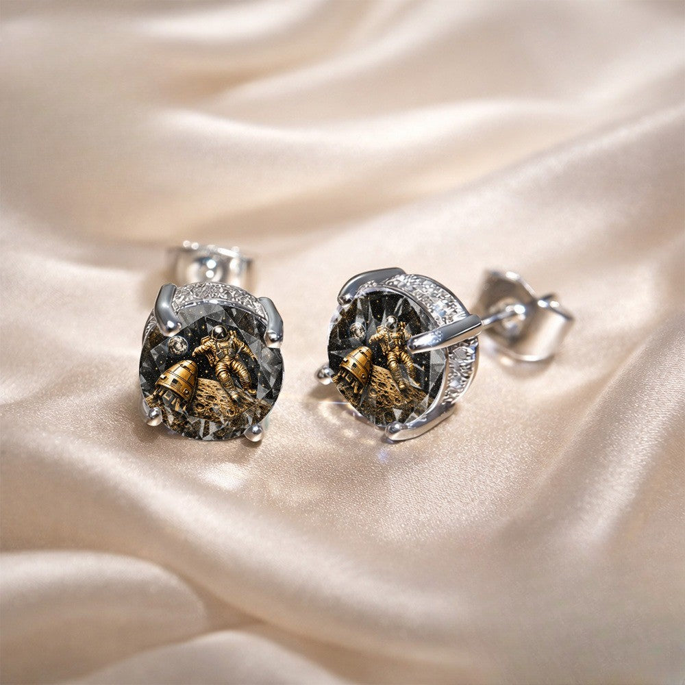 Astronaut Crystal Stud Earrings