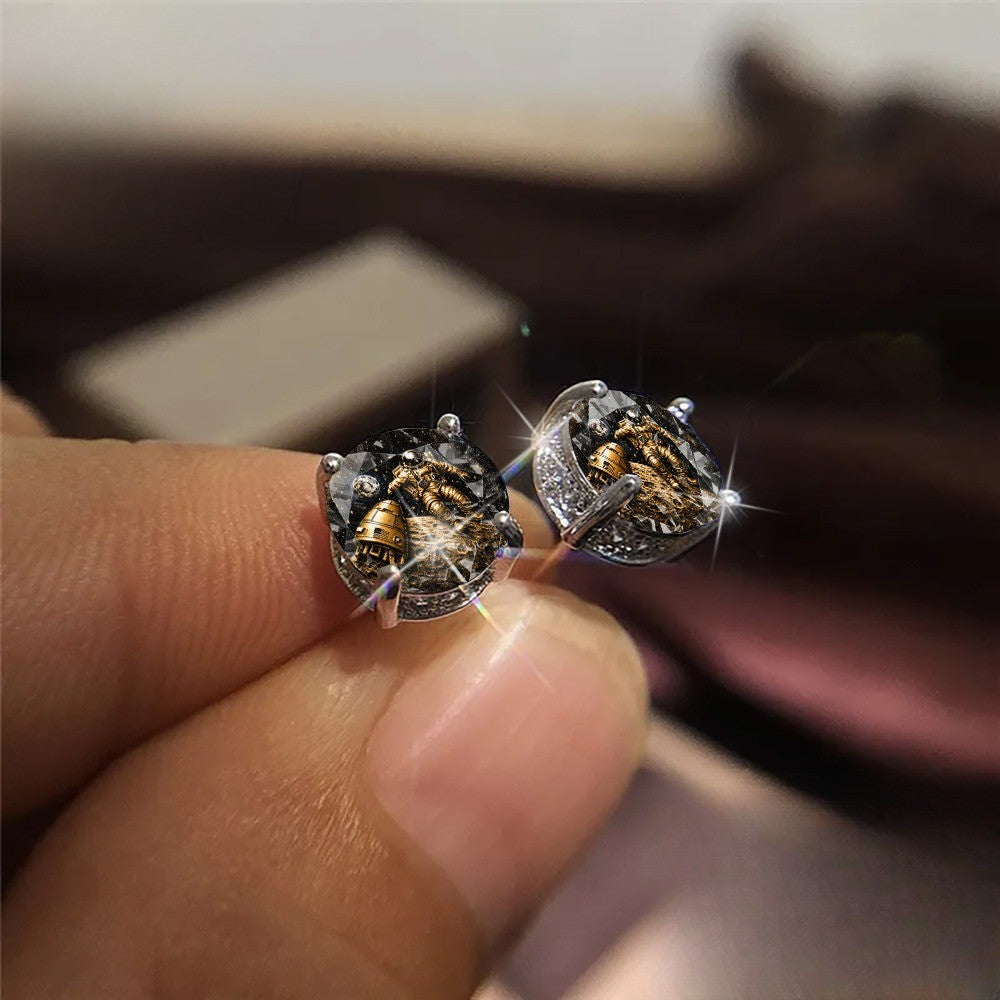 Astronaut Crystal Stud Earrings