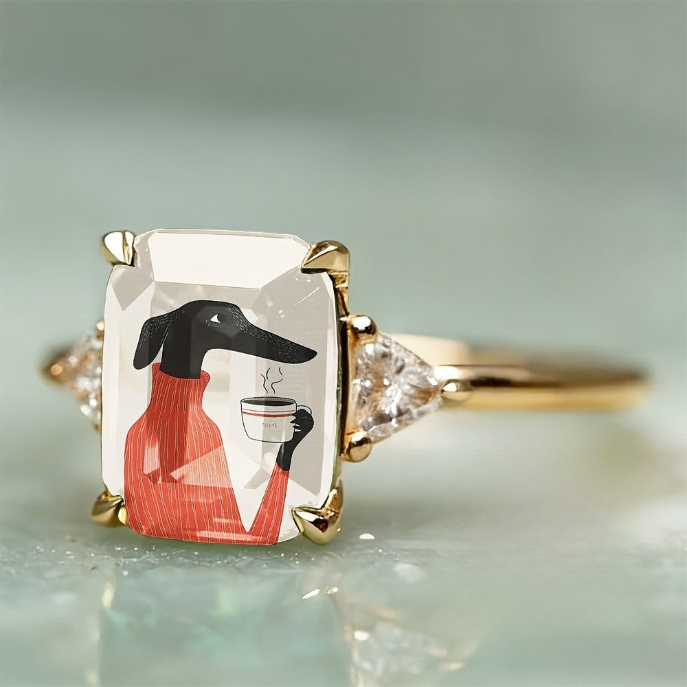 Black Dog Coffee Square Ring