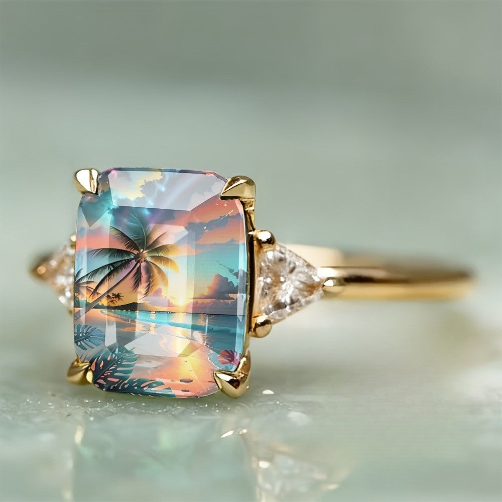 Tropical Sunset Rectangular Ring