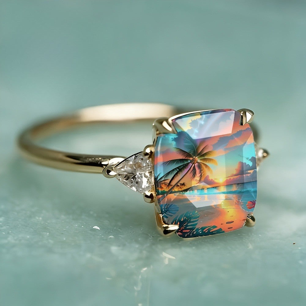 Tropical Sunset Rectangular Ring