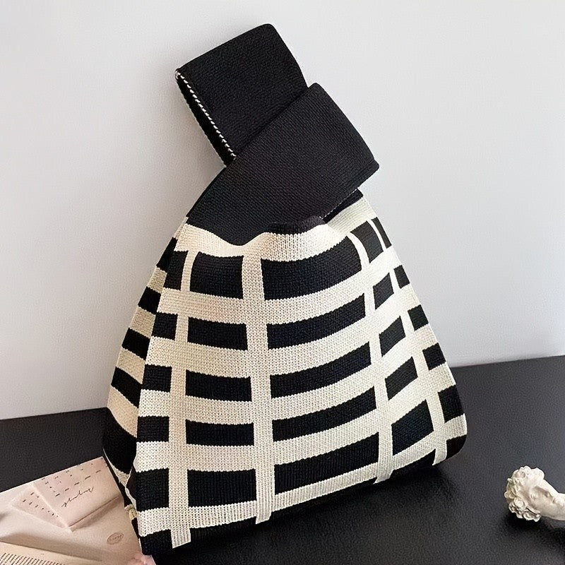 Black & White Grid Tote Bag