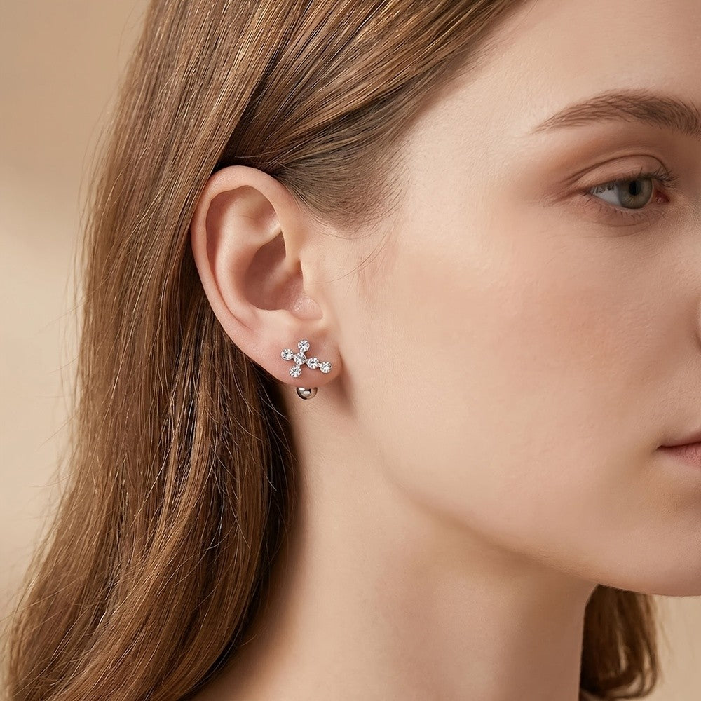 Crystal Vine Cross Stud Earrings