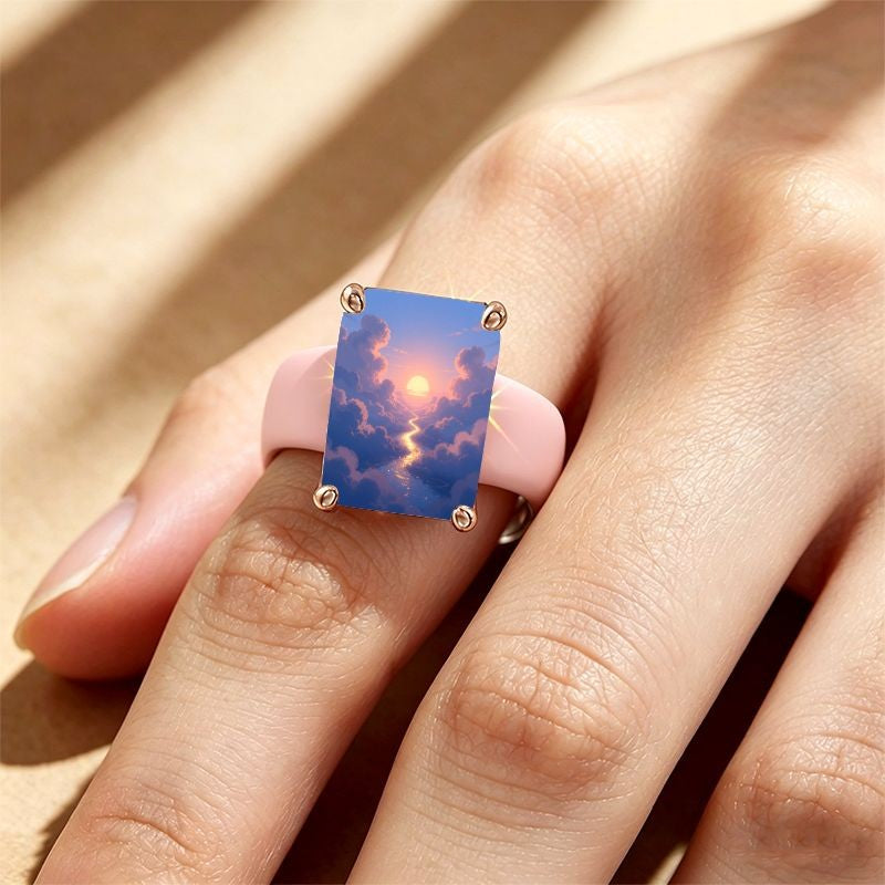 Sunset Cloud Square Ring