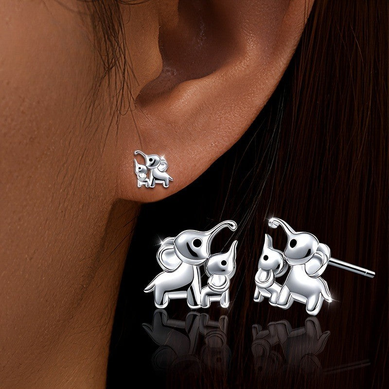 Parent & Baby Elephant Stud Earrings