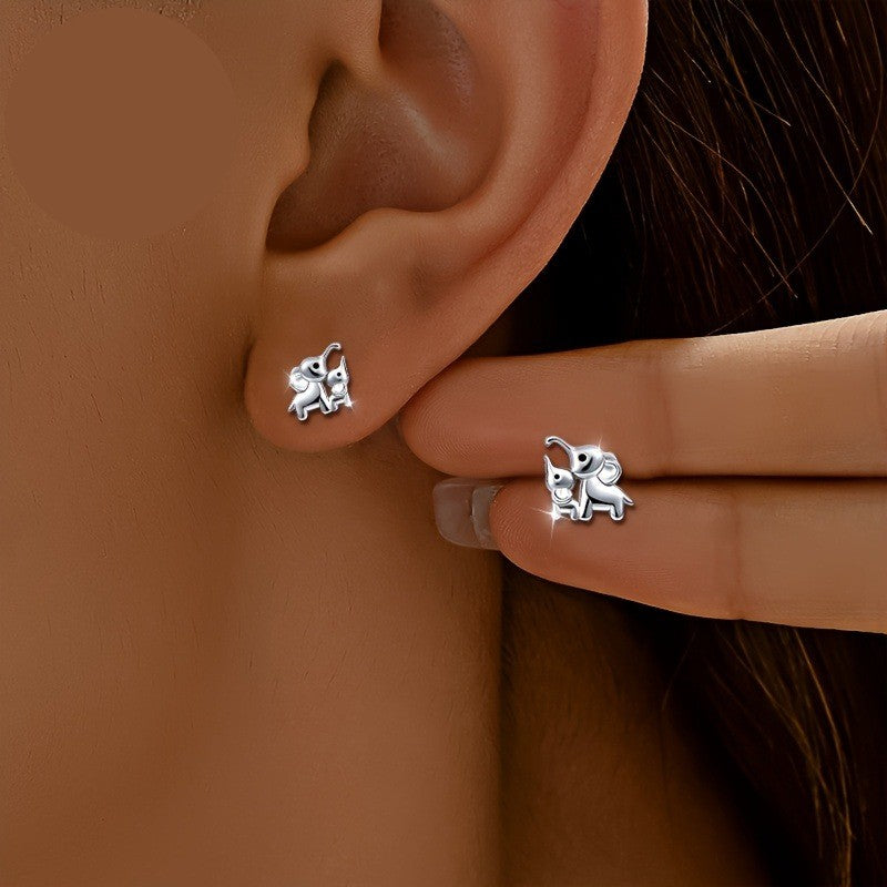 Parent & Baby Elephant Stud Earrings