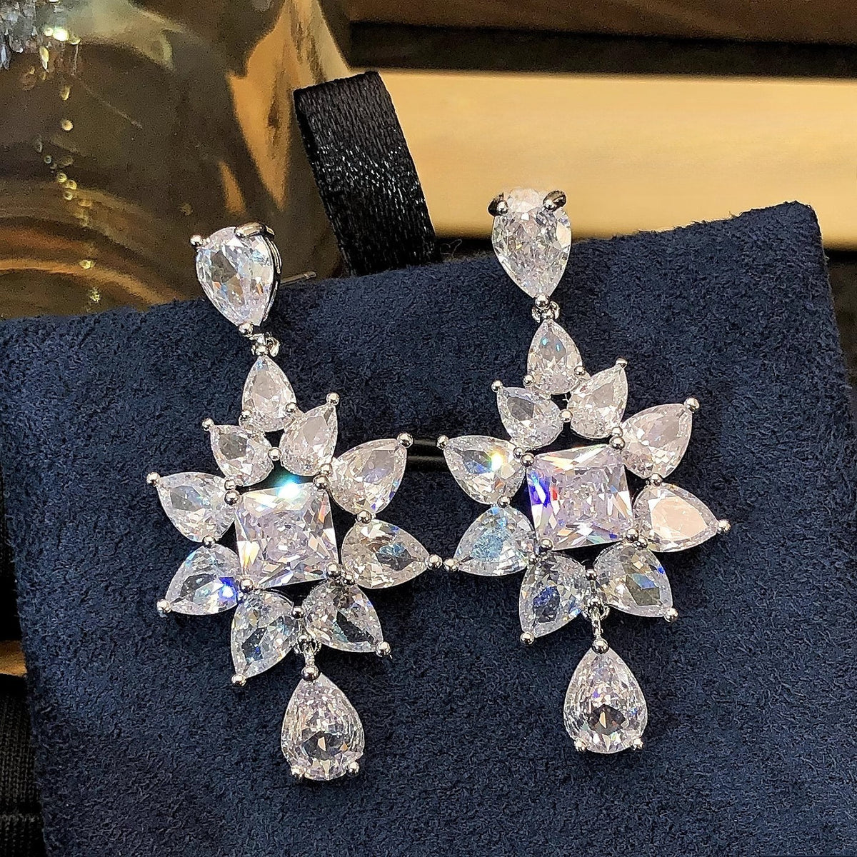 Crystal Starburst Drop Earrings