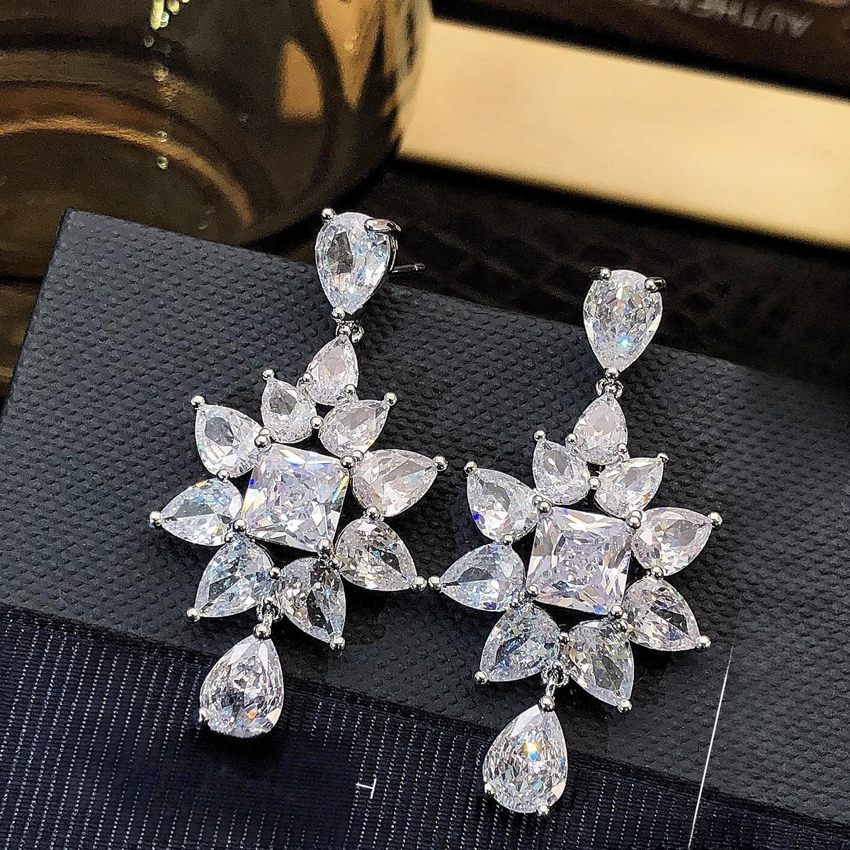 Crystal Starburst Drop Earrings