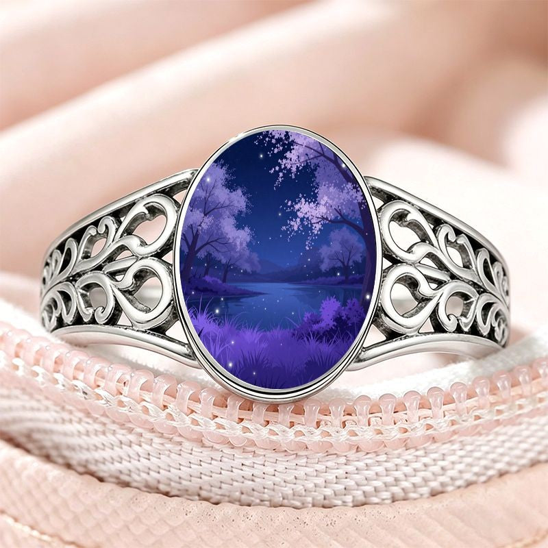 Purple Landscape Oval Ring