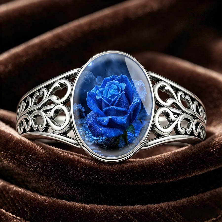 Blue Rose Filigree Ring