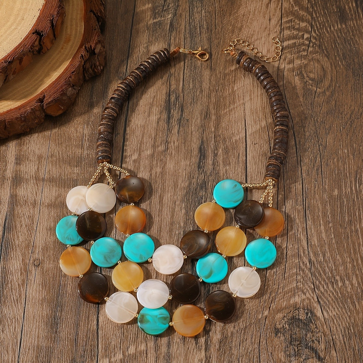 Layered Disc Cascade Necklace