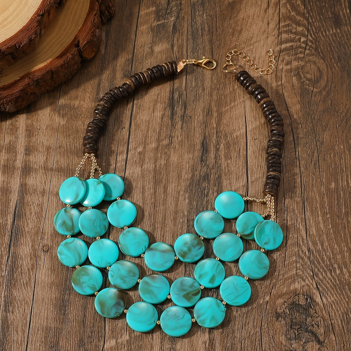 Layered Disc Cascade Necklace