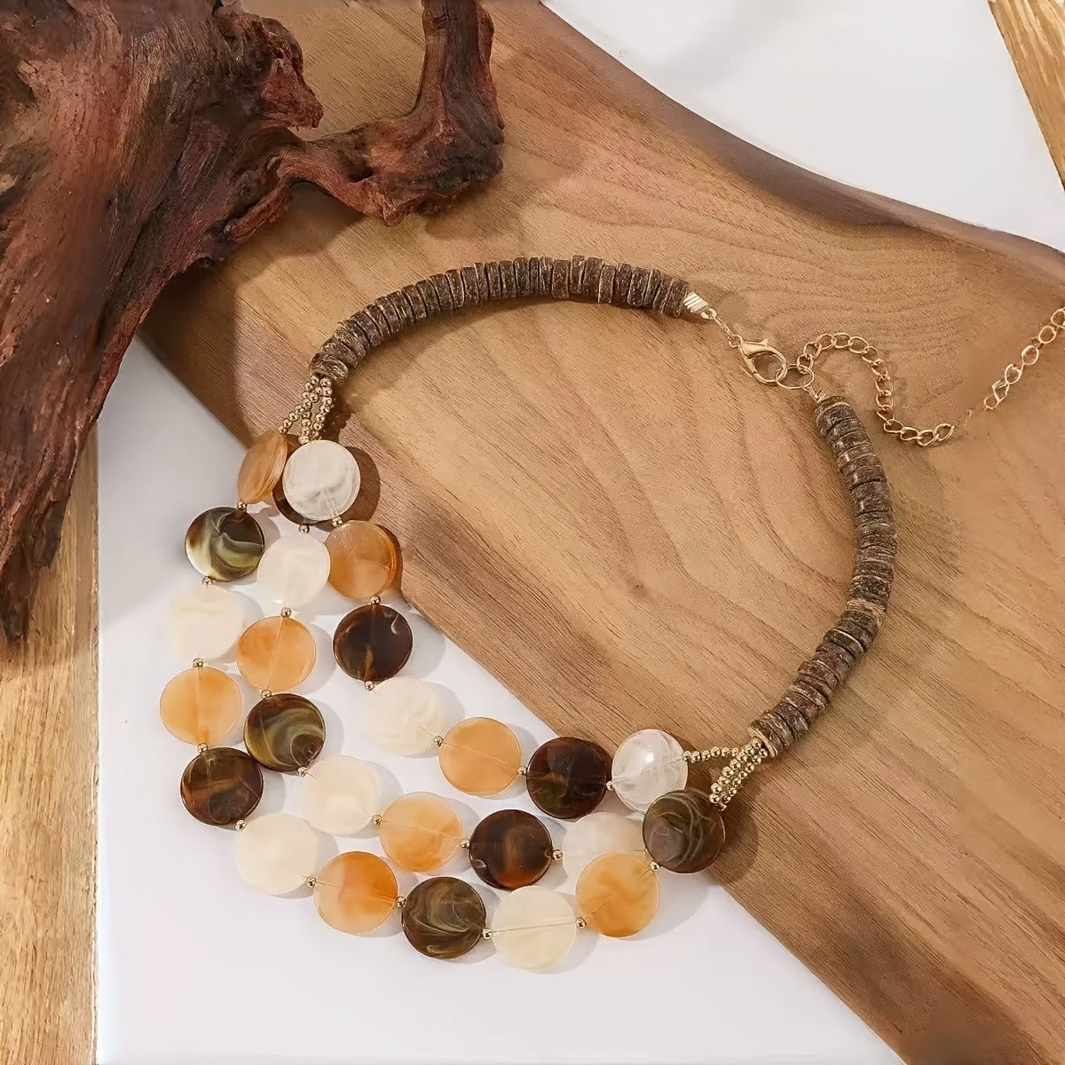 Layered Disc Cascade Necklace