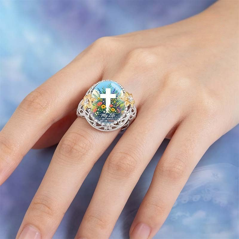Grateful Faith Floral Dome Ring