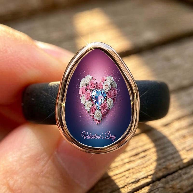 Floral Heart Teardrop Ring