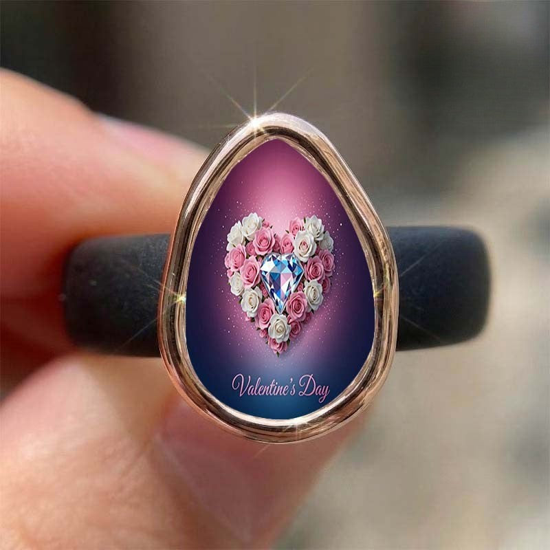 Floral Heart Teardrop Ring