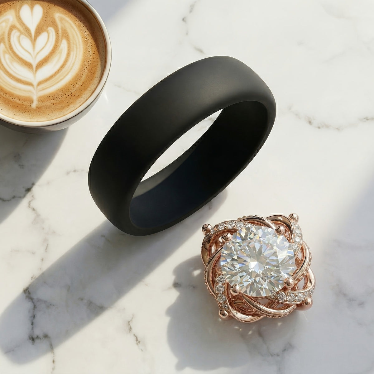 Twisted Halo Zircon Ring