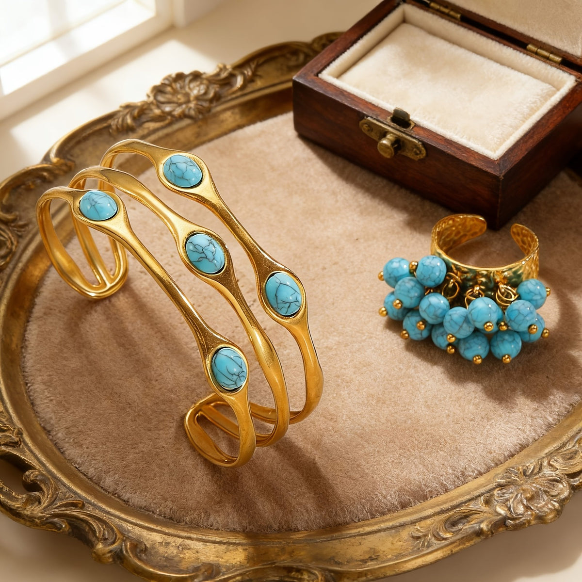 Turquoise Stone Bangle Set