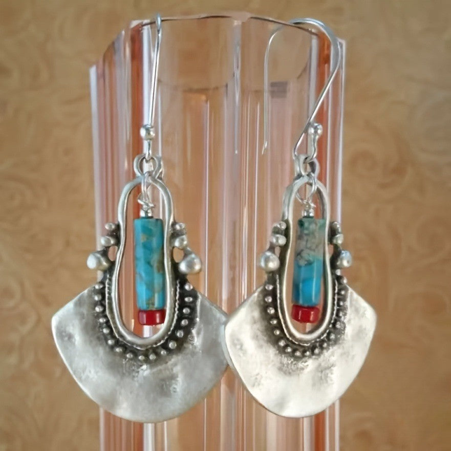 Turquoise Fan Drop Earrings